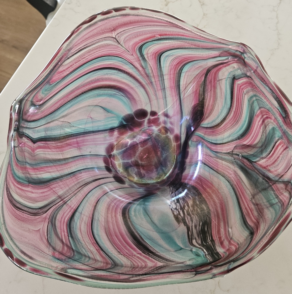 Multicolor Swirl Glass Art Bowl